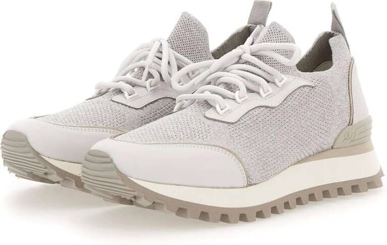 Eleventy Grijze Stof- en Leren Sneakers Gray Heren