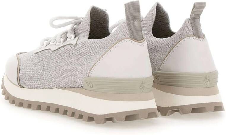 Eleventy Grijze Stof- en Leren Sneakers Gray Heren