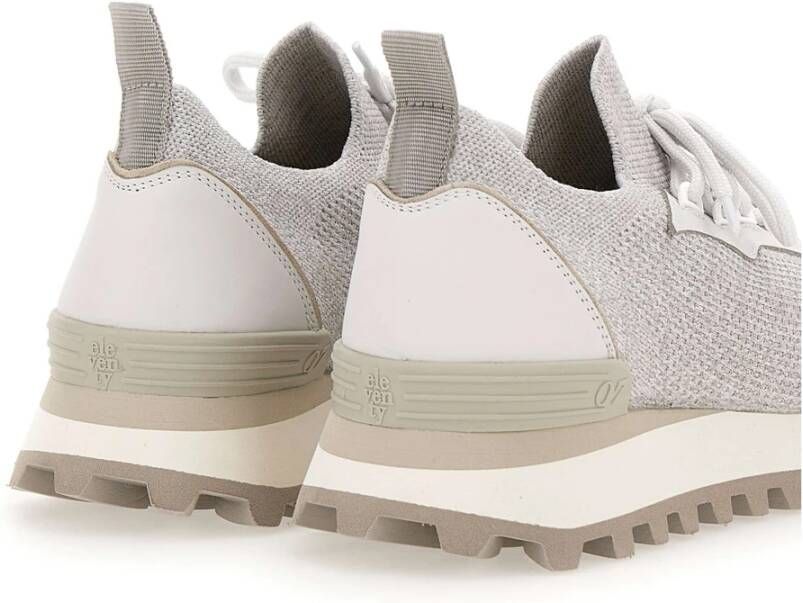 Eleventy Grijze Stof- en Leren Sneakers Gray Heren