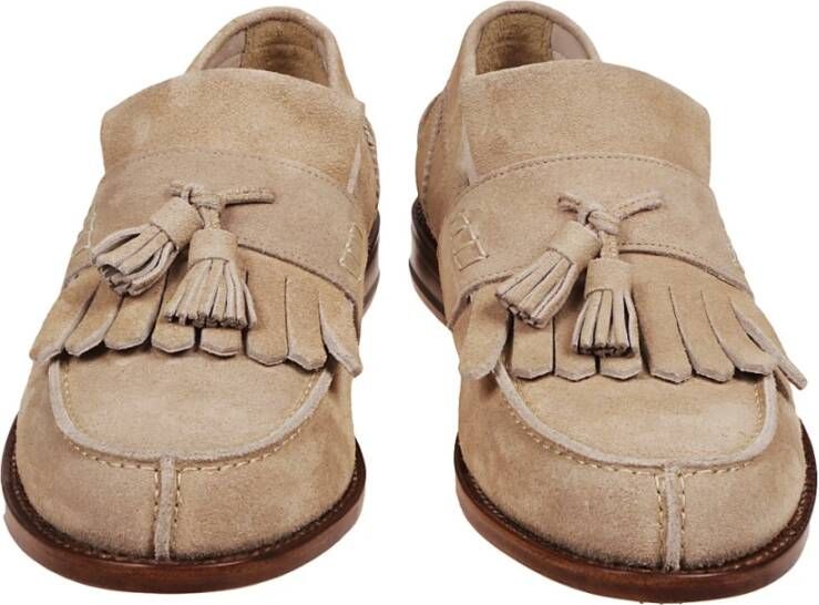 Eleventy Leren Mocassin Schoenen met Franjes Beige Heren