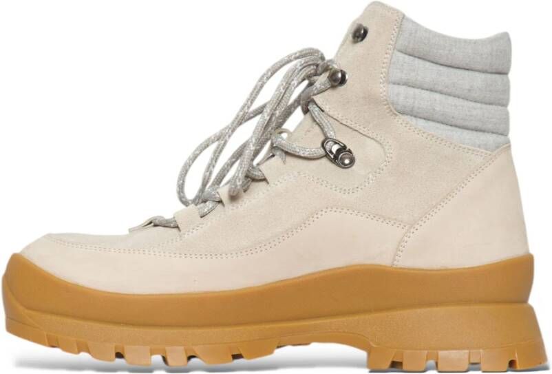 Eleventy Nabuk Veterschoenen Enkellaarzen Beige Heren