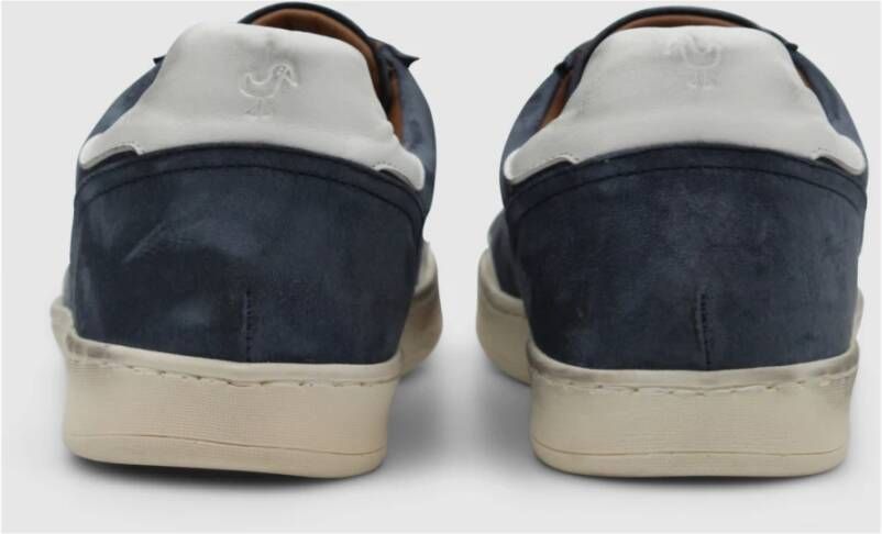 Elia Maurizi Blauwe Leren Sneaker met Geperforeerde Neus Blue Heren