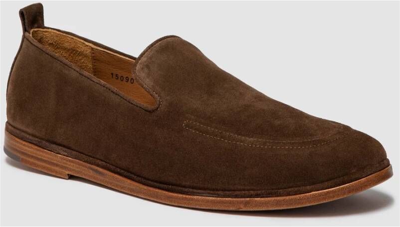 Elia Maurizi Glanzende Tabak Suede Loafer Lichtgewicht Structuur Brown Heren