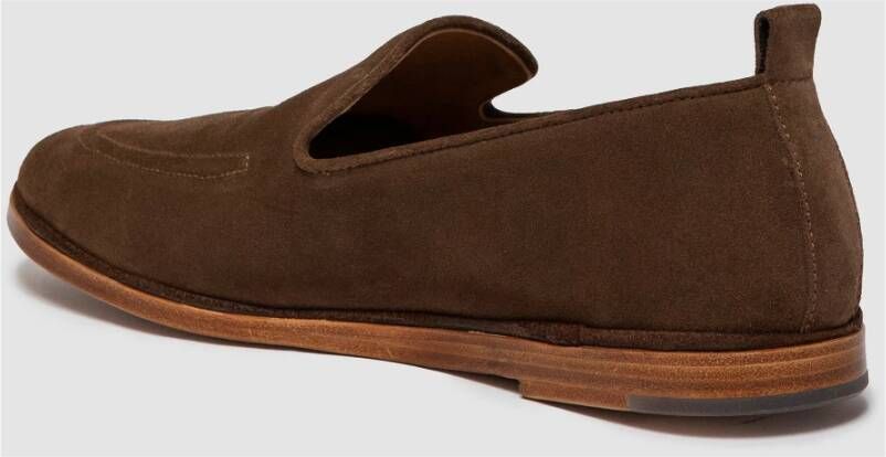 Elia Maurizi Glanzende Tabak Suede Loafer Lichtgewicht Structuur Brown Heren