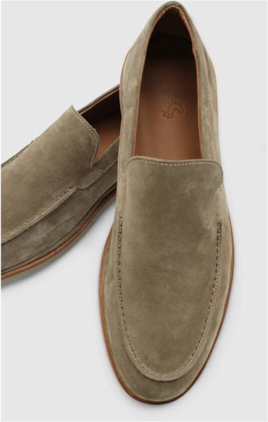 Elia Maurizi Taupe Leren Loafer met Gestikte Zool Multicolor Heren