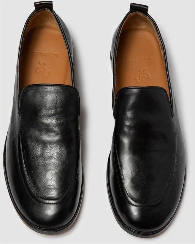 Elia Maurizi Zwarte leren loafer Lichtgewicht structuur Black Heren