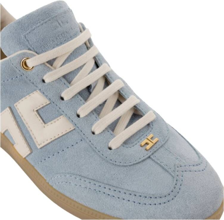 Elisabetta Franchi Gouden rivet sneakers in leermix Blue Dames