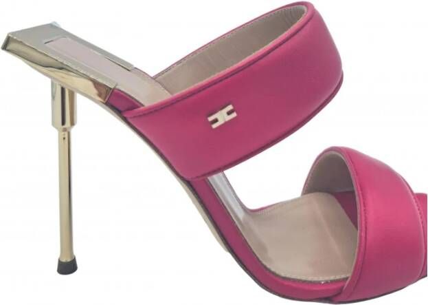 Elisabetta Franchi Gouden Stiletto Sandaal van Nappaleer Pink Dames