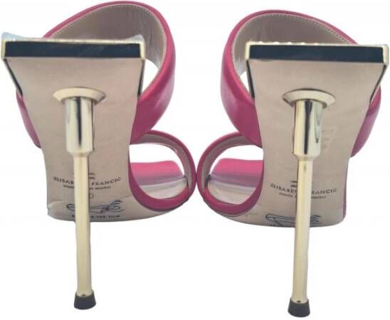 Elisabetta Franchi Gouden Stiletto Sandaal van Nappaleer Pink Dames