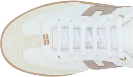 Elisabetta Franchi Ivoor Greige Kalfsleren Sneakers Gemaakt in Italië Beige Dames