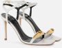 Elisabetta Franchi Ivoor Leren Sandalen met Gouden Detail Beige Dames - Thumbnail 3