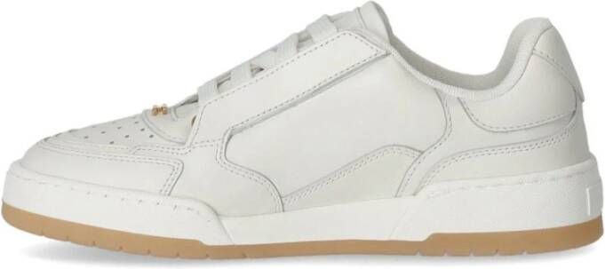 Elisabetta Franchi Ivoor leren sneaker met logodetail Beige Dames