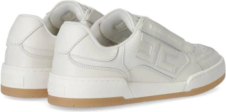 Elisabetta Franchi Ivoor leren sneaker met logodetail Beige Dames