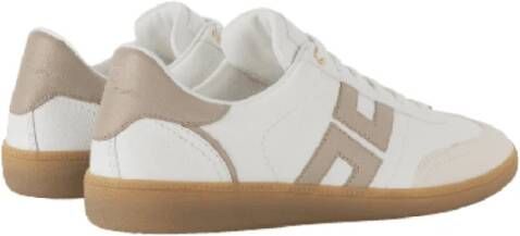 Elisabetta Franchi Ivoor Greige Leren Sneaker White Dames