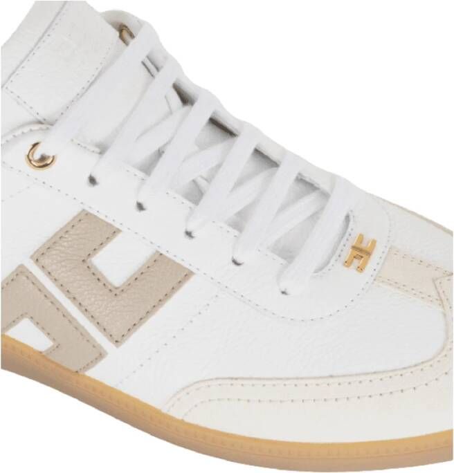 Elisabetta Franchi Ivoor Greige Leren Sneaker White Dames