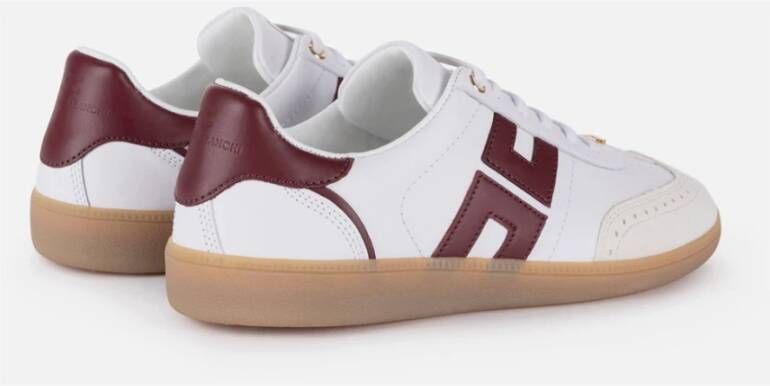 Elisabetta Franchi Ivoor Rood Noir Leren Sneakers White Dames