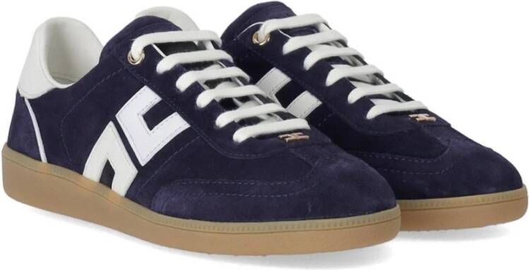 Elisabetta Franchi Navy en Ivoor Logo Sneaker Blue Dames