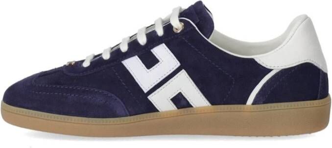 Elisabetta Franchi Navy en Ivoor Logo Sneaker Blue Dames