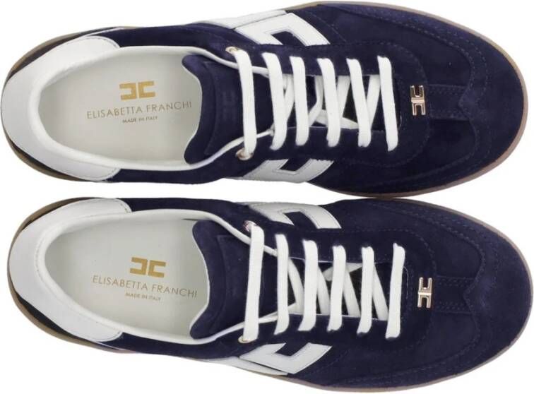 Elisabetta Franchi Navy en Ivoor Logo Sneaker Blue Dames