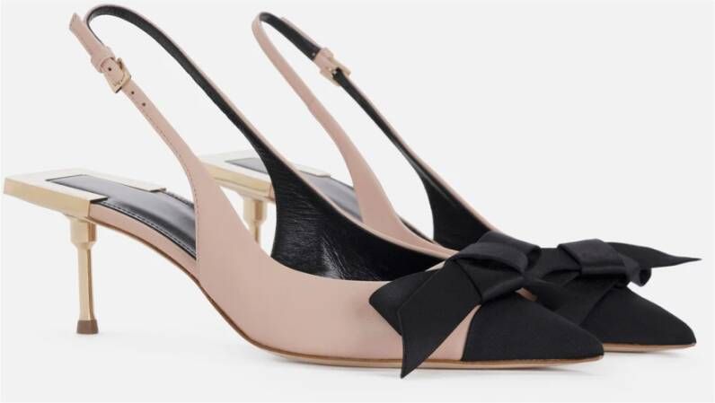 Elisabetta Franchi Slingback platte schoenen met strikdetail Pink Dames