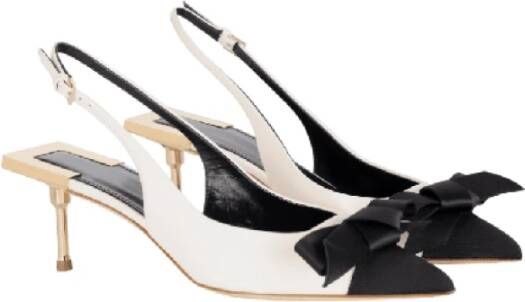 Elisabetta Franchi Strik Slingback Schoen met Gros-grain Neus White Dames