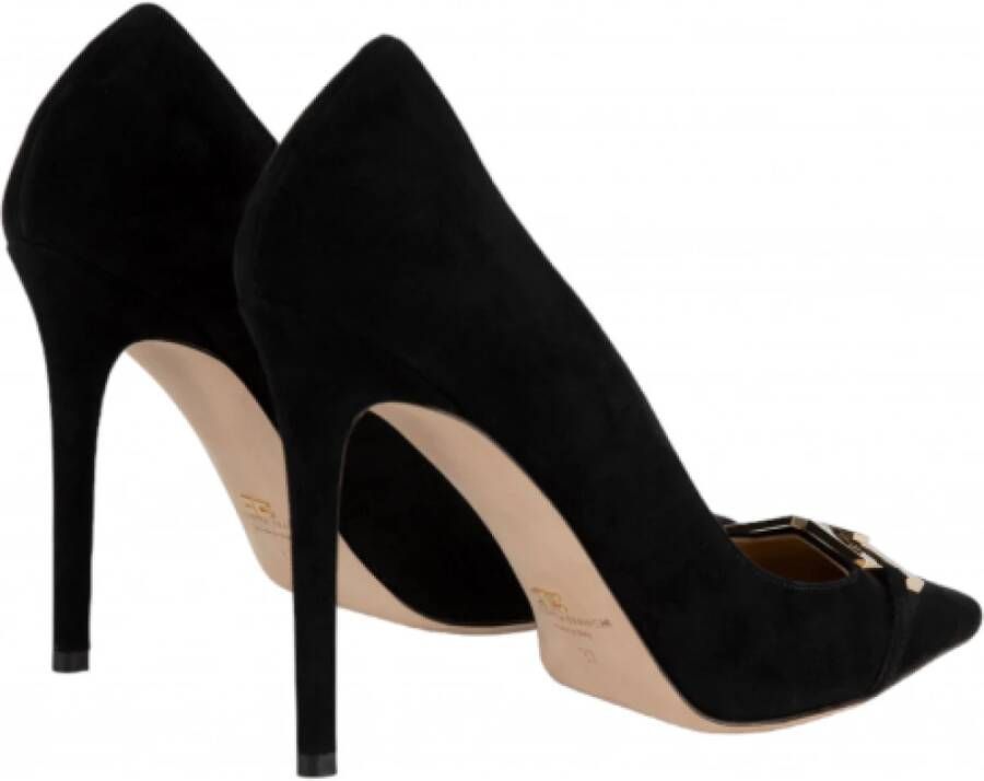 Elisabetta Franchi Zwarte Juweel Logo Pumps Black Dames