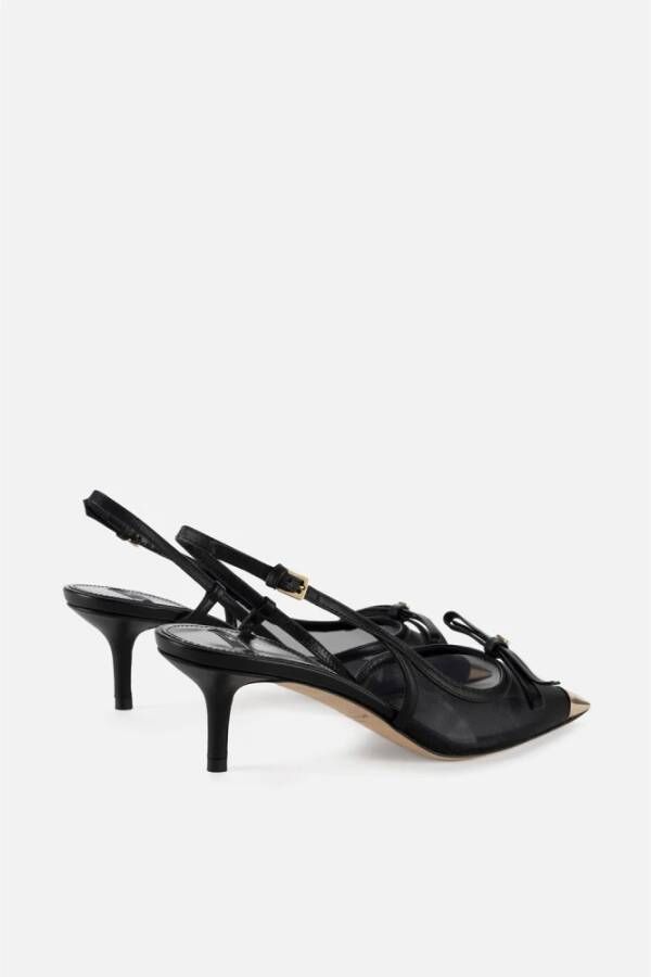 Elisabetta Franchi Zwarte Leren Sandalen met Strikdetail Black Dames