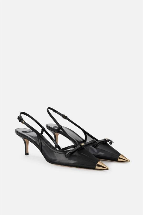 Elisabetta Franchi Zwarte Leren Sandalen met Strikdetail Black Dames