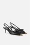 Elisabetta Franchi Zwarte Leren Sandalen met Strikdetail Black Dames - Thumbnail 3