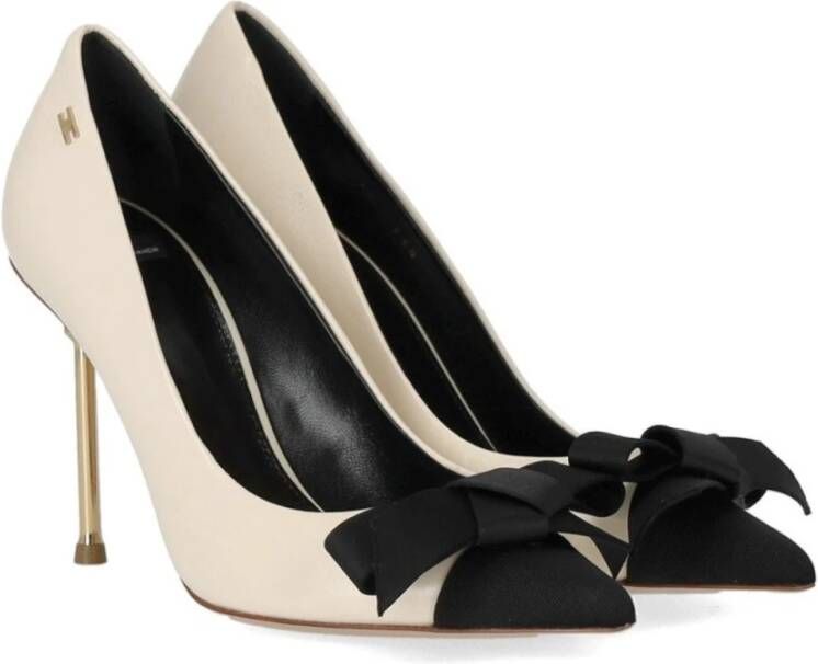 Elisabetta Franchi Zwarte pump met strik White Dames