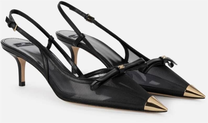 Elisabetta Franchi Zwarte Slingback Platte Schoenen met Mesh Inzetstukken Black Dames