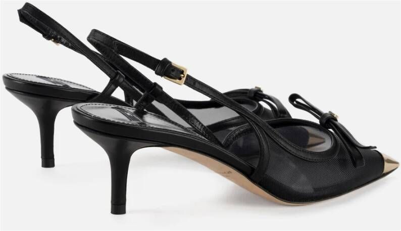 Elisabetta Franchi Zwarte Slingback Platte Schoenen met Mesh Inzetstukken Black Dames