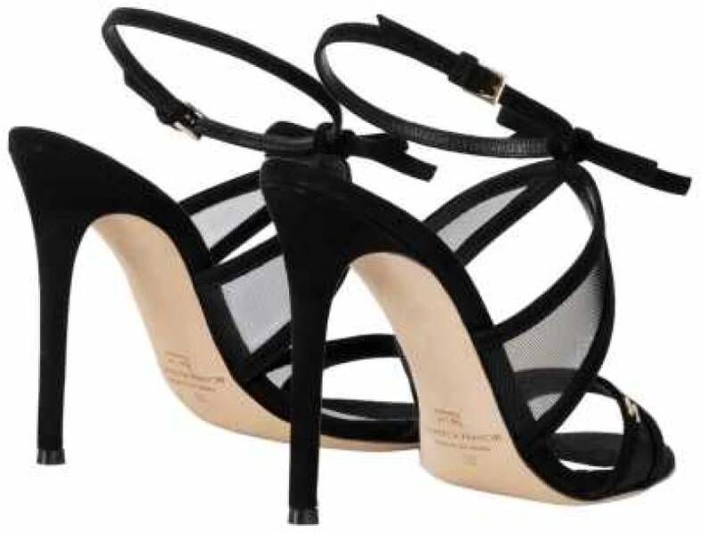 Elisabetta Franchi Zwarte Suède Strik Sandalen Black Dames