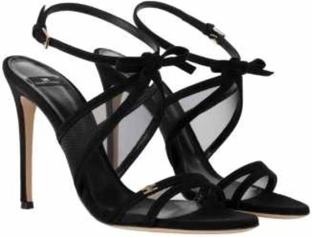 Elisabetta Franchi Zwarte Suède Strik Sandalen Black Dames