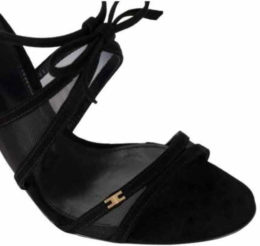 Elisabetta Franchi Zwarte Suède Strik Sandalen Black Dames