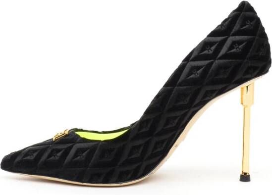 Elisabetta Franchi Zwarte Velvet Decolté met 10 cm Hak Black Dames