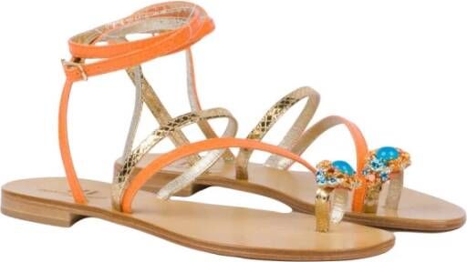 Emanuela Caruso Flat Sandals Oranje Dames