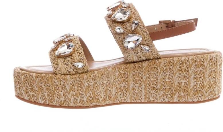 Emanuelle Vee Beige Sleehak Sandalen Strass Detail Beige Dames