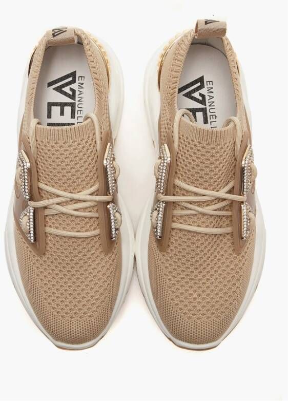 Emanuelle Vee Beige Sneakers met Strass Detail Beige Dames