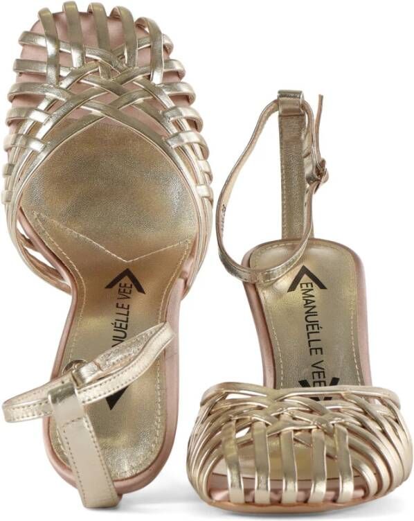 Emanuelle Vee Gouden Leren Sandalen Beige Dames