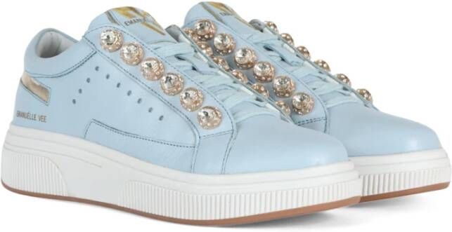 Emanuelle Vee July Strass Leren Sneakers Blue Dames