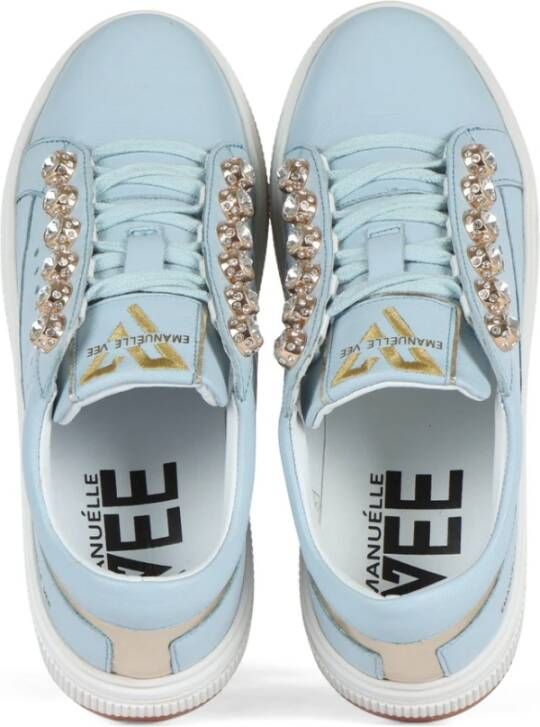 Emanuelle Vee July Strass Leren Sneakers Blue Dames