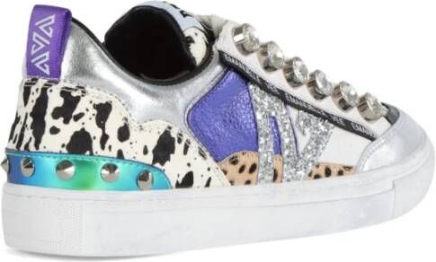 Emanuelle Vee Leren Sneakers met Maxi Strass Gray Dames