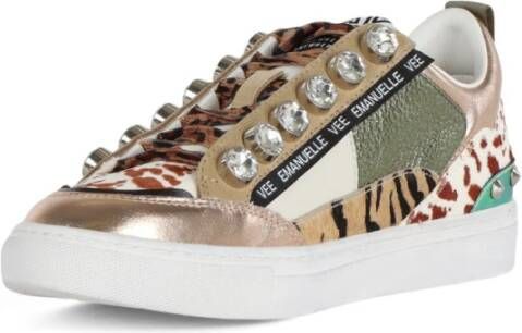 Emanuelle Vee Leren Sneakers met Maxi Strass Multicolor Dames