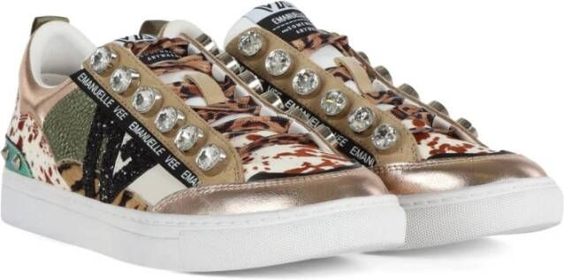 Emanuelle Vee Leren Sneakers met Maxi Strass Multicolor Dames