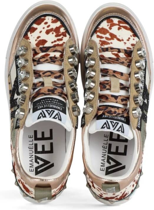 Emanuelle Vee Leren Sneakers met Maxi Strass Multicolor Dames