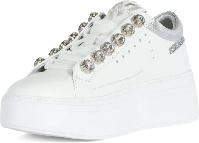 Emanuelle Vee Leren Sneakers met Strass en Glitter White Dames