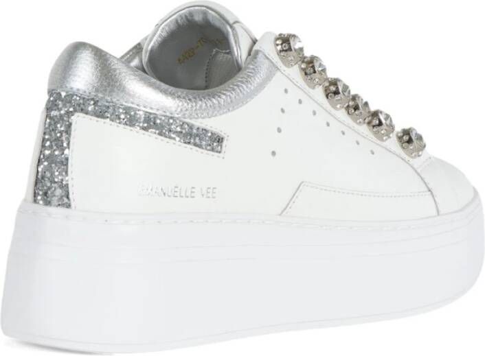 Emanuelle Vee Leren Sneakers met Strass en Glitter White Dames