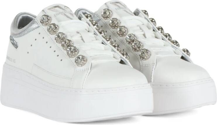 Emanuelle Vee Leren Sneakers met Strass en Glitter White Dames