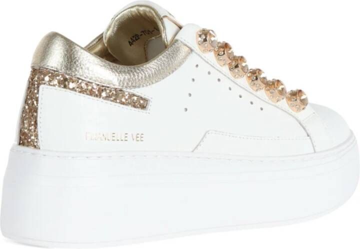 Emanuelle Vee Leren Sneakers met Strass en Glitter White Dames